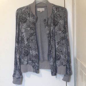 Grey Floral Bomber Jacket